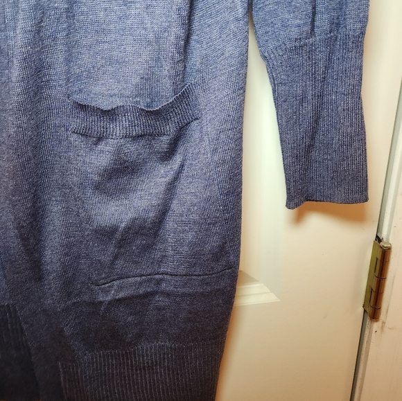 POOF APPAREL CARDIGAN 3/4 SLEEVE BLUE SOFT TUNIC WOMENS MEDIUM COTTON BLEND - Picture 3 of 8